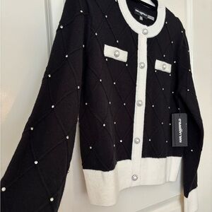 Karl Lagerfeld Black and White Cardigan